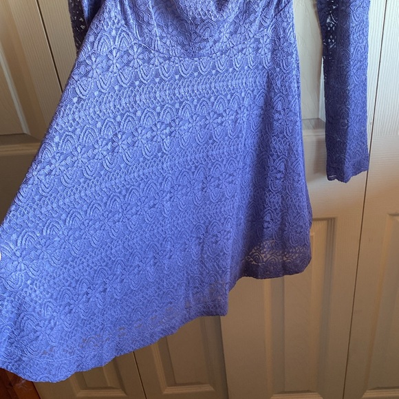 Free People NWT Lila Boho Purple Embroidered Stretch Lace Off Shoulder Large - Picture 9 of 12